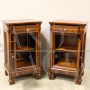 Pair of Louis Philippe capuchin bedside tables in walnut, Italy 19th century