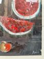 Still Life with Watermelon - Oil painting on canvas by Gastone Breddo, Italy 1970s