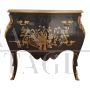 Baroque style dresser in black lacquered wood with golden decorations