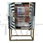 Optical design bar cabinet sideboard in black and white glass