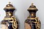 Pair of large Sèvres porcelain cassolette vases with bronzes, 20th century