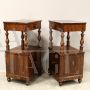 Pair of antique Louis Philippe bedside cabinets in walnut, 19th century Italy