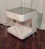 Coffee table on wheels by Marcello Siard in white with glass top