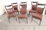 Six unique Vittorio Dassi 1950s chairs in wood and Skai