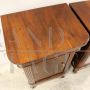 Pair of antique capuchin bedside tables from the Charles X era in walnut, 19th century Italy