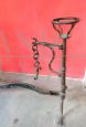 Vintage iron fireplace andiron with pot holder