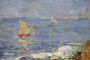 Painting with a seascape by Amedeo Merello, oil on canvas from the 1960s