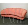 Vintage curved sofa in pink velvet in Gio Ponti style