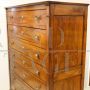 Antique walnut tallboy dresser from the Empire period - 1800s