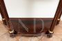 Antique French half-moon console in mahogany feather with black marble top