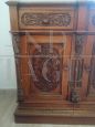 Antique sculpted sideboard with 2 doors and white marble top, early 19th century