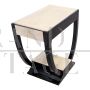 Art Deco style side table in black wood and parchment with drawers