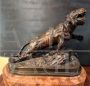 J. J. Hesteau - bronze sculpture of a wounded tiger, France early 1900s