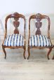 Set of four antique gondola chairs in carved walnut