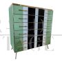 Small tallboy dresser with vertical lines in colored glass