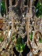 Florentine style chandelier with green crystal drops