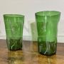 Pair of Empoli vases in crushed effect green glass, 1940s