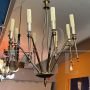 Mid-century Italian chandelier in golden brass from the 1950s