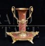 Antique French small centerpiece vase in red marble and gilt bronze