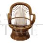 Vintage tilting and swivel armchair in bamboo and rattan