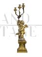 Three-branched candelabra with winged cherub, 20th century