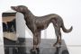 Pair of Art Deco bookends with greyhound dogs in bronze and Portoro marble