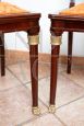 Set of four antique chairs in solid mahogany with bronze inserts