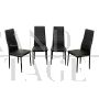 Set of 4 black eco-leather dining chairs, Italy 1970s