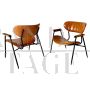 Pair of armchairs by Gastone Rinaldi for RIMA in brown imitation leather