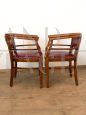 Set of 4 Art Deco tub chairs in wood and burgundy skai, Italy 1940s