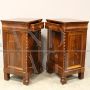 Pair of Louis Philippe capuchin bedside tables in walnut, Italy 19th century