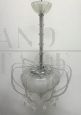 Chandelier attr. Barovier in white Murano glass, 1960s