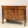 Antique Empire dresser in walnut with columns, 19th century Italy