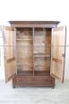 Antique 19th century poplar wood wardrobe with drawer at the base