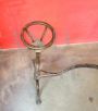 Vintage iron fireplace andiron with pot holder