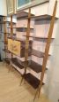 Vintage modular bookcase wall unit in maple and mahogany with print