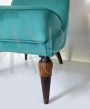 Pair of vintage design armchairs from 1970s in teal velvet