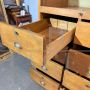 Vintage filing cabinet with 8 drawers and top with rolling shutter closure