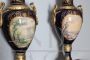 Pair of large Sèvres porcelain cassolette vases with bronzes, 20th century