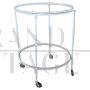 Vintage round bar trolley in white lacquered brass and glass, 1980s