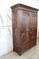 Antique 19th century poplar wood wardrobe with drawer at the base   