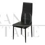 Set of 4 design chairs in black leather with high backrest