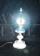 70s table lamp with light blue glass