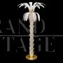 Palm tree-shaped floor lamp in white Murano glass and brass                            