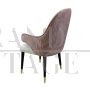 Design end chair in pink and white velvet