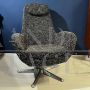 1980s swivel armchair in salt and pepper bouclé wool