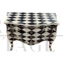 Baroque style chest of drawers with black and white diamonds