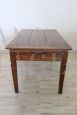 Antique rustic table in poplar wood from the 19th century with two drawers