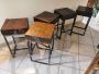 Vintage industrial stools with antique woods