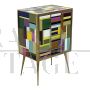 Small dresser with three drawers in multicolored Murano glass